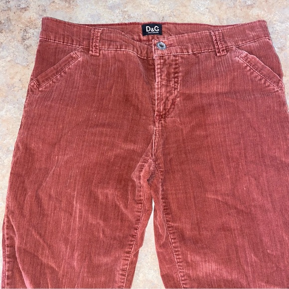 Dolce & Gabbana D&G Corduroy Pants Straight Leg Red Maroon Vintage Look 28 42 - Picture 13 of 13